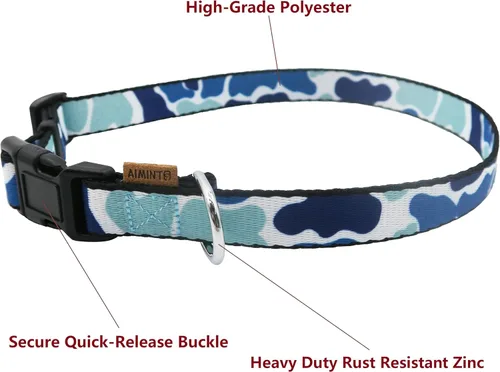 Miniatura 3 de Collar de perro, bonito patrón de camuflaje, collar suave y ajustable con hebilla de liberación rápida (S