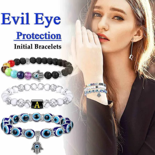 Miniatura 3 de PANSHI Initial Bracelets for Women Trendy Evil Eye Crystal Beaded Bracelets for Women