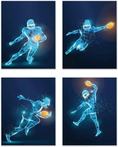 Miniatura 33 de Impresiones artísticas de fútbol americano para pared, juego de 5 (8x10) carteles de fútbol americano sin marco, decoración de sala de fútbol Niños