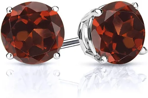 Miniatura 5 de Gem Stone King Aretes de plata de ley 925 con piedra natal redonda de 0.276 in para mujer