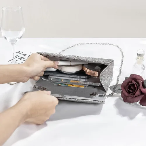 Miniatura 6 de GEGELE Bolsas de noche brillantes para mujer, bolso de mano con diamantes de imitación para fiesta, graduación, boda