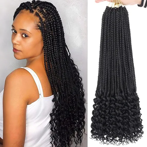 Miniatura 37 de XTREND 10 Pulgadas 6 Paquetes Trenzas de Caja de Ganchillo Cabello Pre-anudado Sin Nudos Bobo Trenzas de Caja 3X Extensiones de Cabello Trenzado 1b#