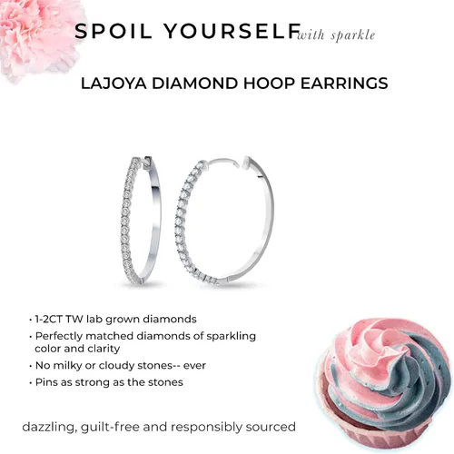 Miniatura 4 de La Joya Aretes de aro de diamantes para mujer