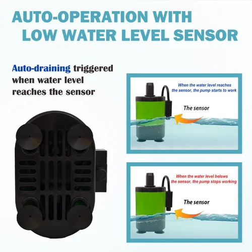 Miniatura 3 de Bomba sumergible automática con sensor de nivel, bomba de agua de fuente de altura de 5 pies para estanque, acuarios, pecera, hidroponía, apagado