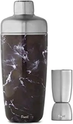 Miniatura 5 de S'well Juego de coctelera de acero inoxidable con jigger, 18 onzas, sumergido metálico, recipiente aislado al vacío de triple capa mantiene