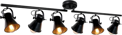 Miniatura 10 de Iluminación de riel, 37 pulgadas, accesorios de iluminación de pista rústica para techo, 4 luces, luz grande de pista de granja para cocina, bar