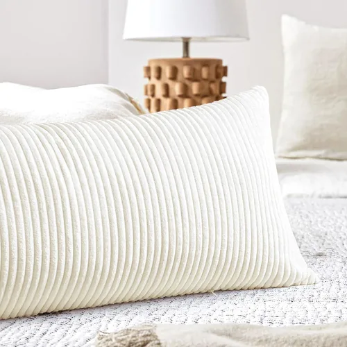 Miniatura 160 de Artscope Fundas de Almohada de Pana a Rayas Acogedoras Súper Suaves Decorativas Cuadradas Fundas de Cojín para Sofá Sillón Dormitorio Decoración