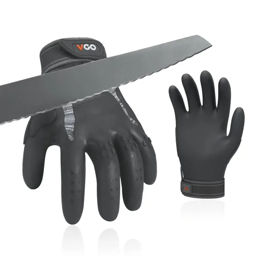 Miniatura 7 de Vgo... NGG X1 - Guantes de trabajo de seguridad sin costuras, resistentes a cortes, forro anticorte HPPE, nivel EN388 C, nivel ANSI A3, guantes