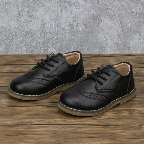 Miniatura 6 de Meckior Zapatos de vestir para niños y niñas pequeños, zapatos Oxford para boda, iglesia, zapatos de vestir de piel sintética, con cordones