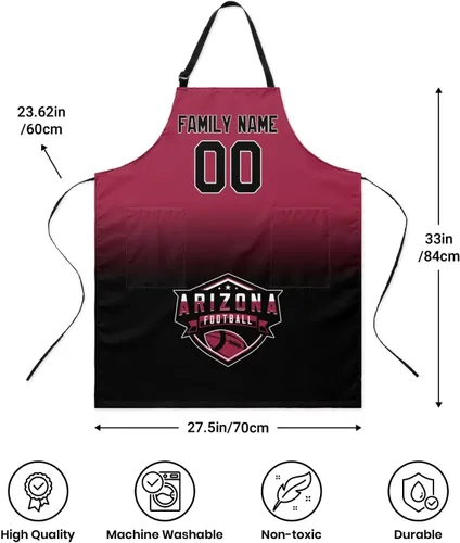 Miniatura 2 de Delantal personalizado con nombres y números personalizados, regalo para mamá y esposa, fanáticos, mujeres, cocina de cocina