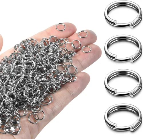 Miniatura 9 de 300 llaveros pequeños dorados de 1/2 pulgada, anillos divididos de doble bucle, mini llavero de metal para llavero, etiqueta de collar de mascotas