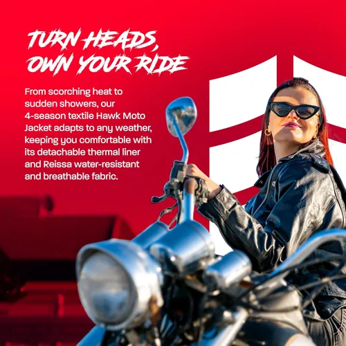 Miniatura 4 de HWK Brando - Chaqueta de cuero para motocicleta, para mujer, chaqueta de cuero genuino para montar en moto resistente al clima y al agua