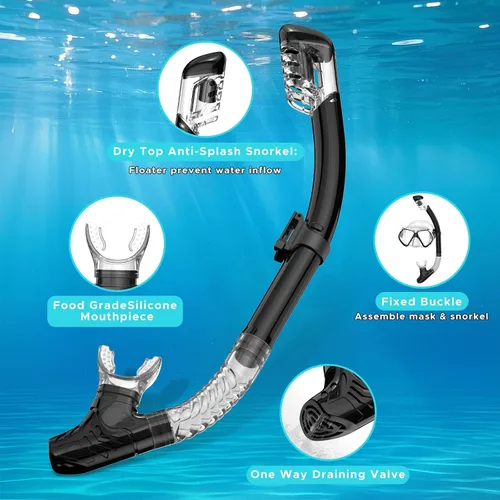 Miniatura 5 de Equipo de esnórquel para adultos, esnórquel seco, juego de máscara para adultos, máscara de buceo, equipo de buceo, gafas de natación con cubierta