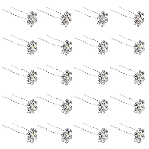 Miniatura 9 de QIUTIMIY Paquete de 20 horquillas para el cabello con flores de cristal (azul) con diamantes de imitación para novia, boda, accesorios de joyería