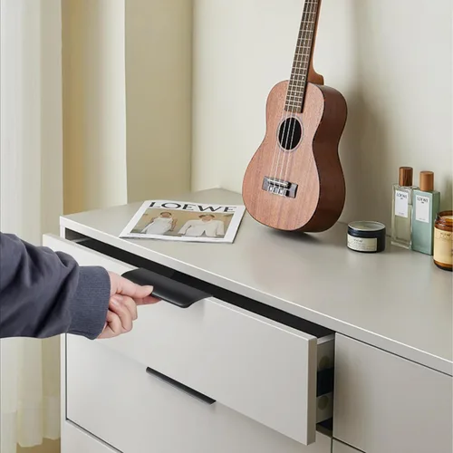 Miniatura 5 de JOOJA Juego de 10 tiradores con borde de dedo de estilo moderno para muebles y cajones, tiradores ocultos para gabinetes y cocina, perillas, negro