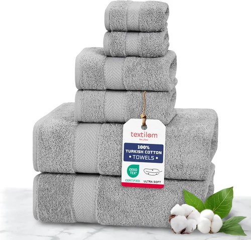 Miniatura 11 de TEXTILOM Juego de 4 toallas de lujo 100% algodón turco, para baño y cocina, gruesas, súper suaves, altamente absorbentes, de secado rápido para cara