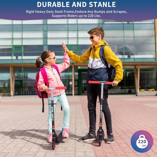 Miniatura 7 de Kick Scooter - Scooter portátil plegable para niños, diseño plegable ligero con alta visibilidad RGB iluminado LED en ruedas Rojo RGB