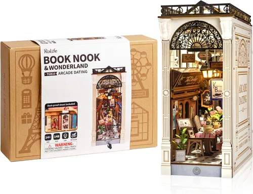 Rolife - Kits de manualidades para rincón de lectura DIY para adultos, kit de casa de muñecas en miniatura, rompecabezas de madera 3D, estantes