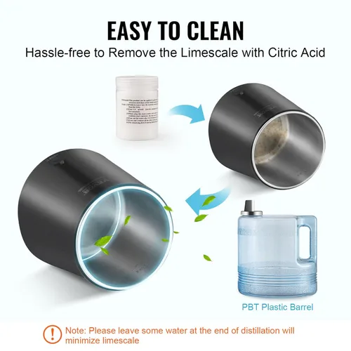 Miniatura 6 de VEVOR Destilador de agua, destilación de agua pura de 4 l/1.05 galones para encimera del hogar, máquina de agua destilada de 750 W, destilador