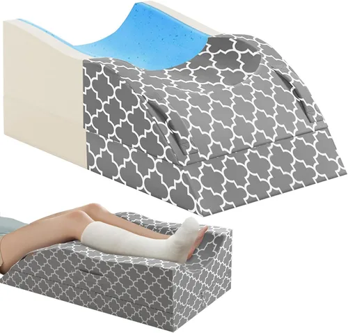 Miniatura 8 de Almohada de pierna CloudBliss, almohada de elevación de pierna para después de la cirugía, espuma viscoelástica ajustable con funda para hielo