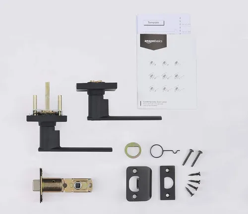 Miniatura 3 de Amazon Basics Palanca de puerta contemporánea Stamford - Passage - Negro mate, paquete de 1