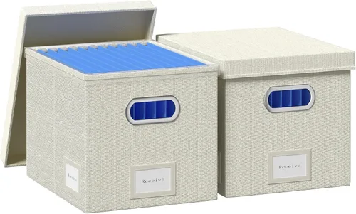 Caja Organizadora de Archivos - Cajas de Archivos para Archivos Colgantes con Tapa Juego de 2 Organizador de Carpetas Colgantes Decorativas con