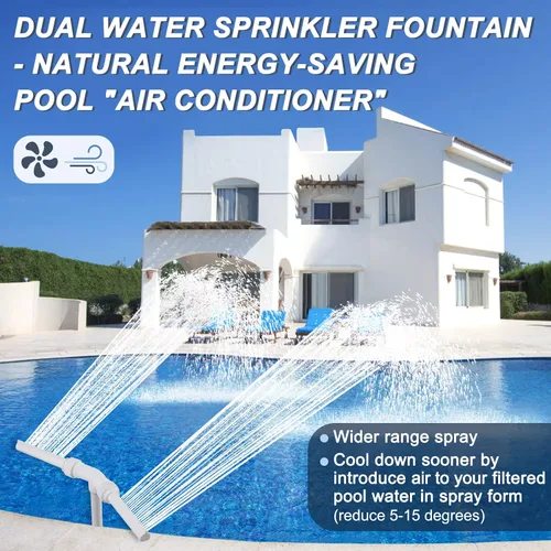 Miniatura 3 de Spray de fuente de cascada para piscina, 2 cabezales de fuente, rociador de agua, temperaturas frescas y cálidas del agua de la piscina, aireador