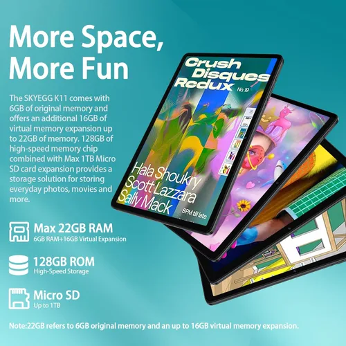 Miniatura 3 de 2025 Tableta Android 15 de 10.1 Pulgadas con Teclado y Ratón, Tabletas de Ocho Núcleos con Expansión de 22GB+128GB+1TB, Batería Grande de 8000mAh
