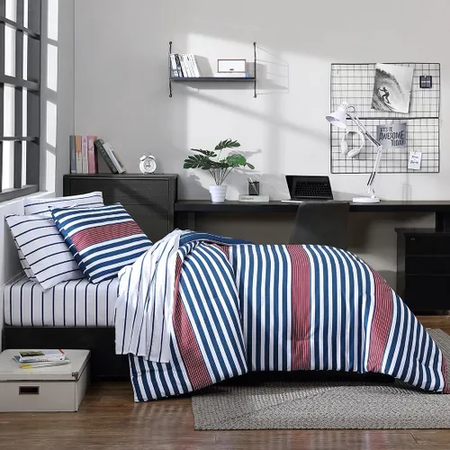 Miniatura 21 de Nautica - Juego de edredón individual/individual XL, ropa de cama suave y cepillada con sensación relajada para uso durante todo el año, juego