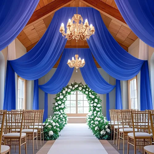 Miniatura 23 de Cortinas de techo verdes para cortinas de boda para techo, tela drapeada, 2 paneles de 5 x 20 pies, cortinas de tela para cortinas de arco de boda