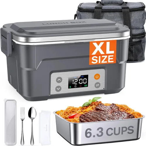 Miniatura 2 de EAST OAK XL 6.3-Cup Cordless Electric Lunch Box for Adults, Heated Lunch Box for Men with Scheduled Heating, Portable Car Food Warmer with Utensils