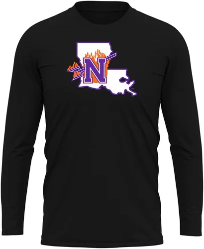 Miniatura 55 de Camisa deportiva de manga larga oficial de la NCAA Collegiate para hombre, colección negra con logotipo primario