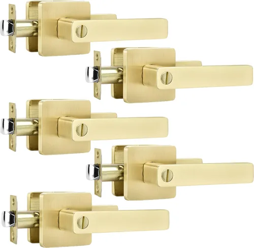 Miniatura 22 de Leydebong - Paquete de 4 picaportes resistentes para entrada con llave, manija dorada, llaves iguales/combo con llave, reversible para la izquierda