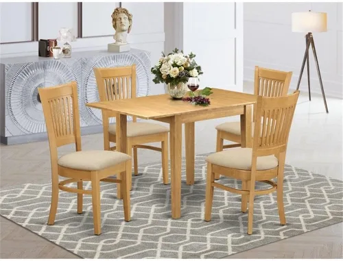 Miniatura 2 de East West Furniture NDVA3-LWH-C Juego de mesa y sillas de cocina de 3 piezas contiene una mesa de comedor rectangular con gotas y 2 sillas tapizadas