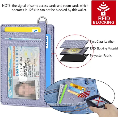 Miniatura 5 de FurArt - Cartera minimalista delgada con bolsillo frontal, bloqueo de identificación de radiofrecuencia (RFID), tarjetero, para hombres y mujeres