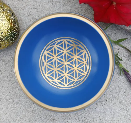 Miniatura 3 de Flower Of Life - Juego completo de cuencos para meditación, yoga, curación espiritual y atención plena (azul)