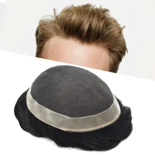 Miniatura 22 de Toupee For Men Real Human Hair Soft Swiss Lace Mens Toupee Hair Replacement System For Men Hairpieces Protesis Capilar Para Hombre 6x8 Medium light