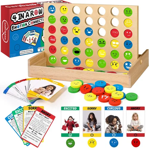 Garybank Actividades de aprendizaje social emocional para niños, juego de conexión de sentimientos con 56 tarjetas de emociones, juguetes de terapia