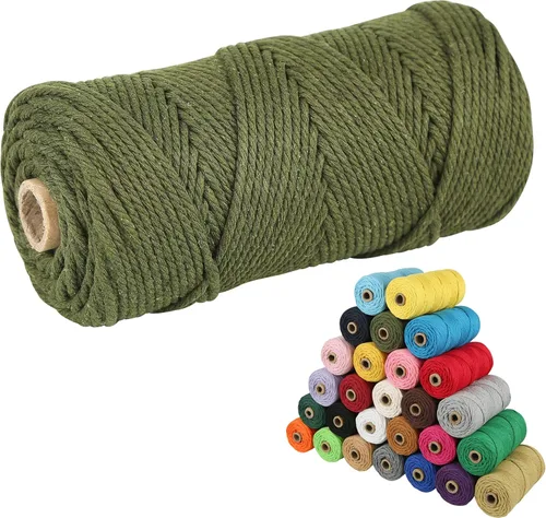 Miniatura 18 de Cordón de algodón para macramé, hilo torcido de 4 capas, cuerda de algodón natural, suministros perfectos de macramé, para hacer soportes colgantes