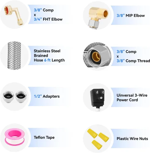 Miniatura 2 de Kit de instalación universal para lavavajillas: manguera de entrada de acero inoxidable de 6 pies + manguera de drenaje de 6 pies con cable