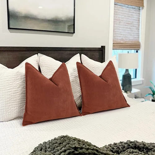 Miniatura 7 de ZWJD Fundas de Almohada para Lanzar de Color Rust 18x18 Juego de 2 Fundas de Almohada de Chenilla con Diseño Elegante Fundas de Almohada Decorativas