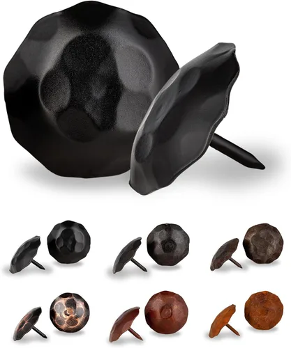 Paquete de 50 clavos decorativos grandes de cabeza redonda de 1.5 pulgadas, color negro, sujetadores redondos rústicos hechos a mano para persianas