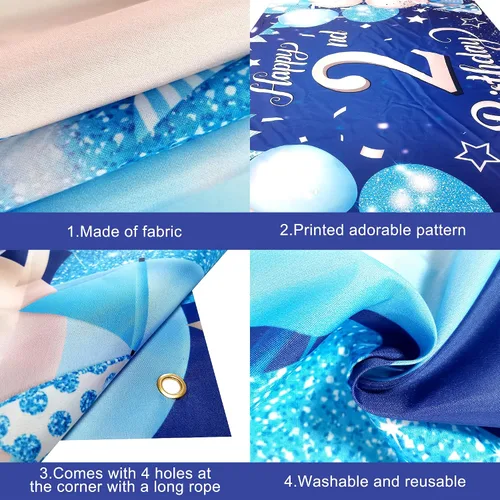 Miniatura 3 de KatchOn, Cartel azul de feliz cumpleaños número 2, Xtralarge, 72 x 44 pulgadas, decoraciones de segundo cumpleaños para niños y niñas, pancarta