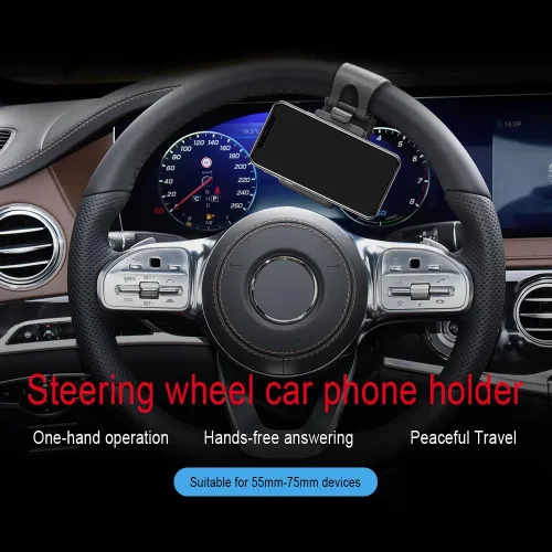 Miniatura 7 de Soporte de teléfono para volante de automóvil, clip de montaje portátil sin manos para smartphone, cuna ajustable para automóvil, soporte universal