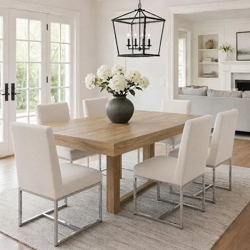 Miniatura 36 de VESCASA Sillas de comedor tapizadas de piel sintética con marco de metal negro, silla de cocina acolchada moderna de mediados de siglo