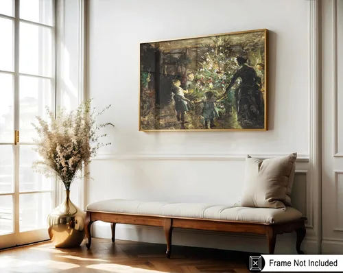 Miniatura 3 de Poster Master Impresión de pintura vintage de árbol de Navidad, póster retro de vacaciones, arte de invierno, diseño abstracto melancólico de pared