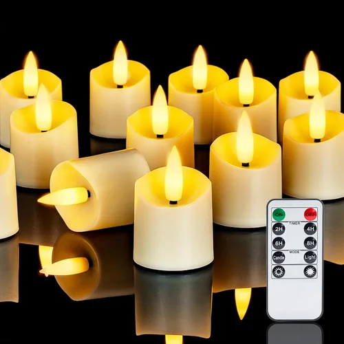 Miniatura 15 de Homemory Paquete de 24 Velas Sin Llama de Más de 400 Horas con Control Remoto, Velas Votivas LED con Temporizador de 2/4/6/8H, Luces de Té que