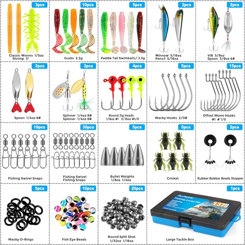 Miniatura 4 de PLUSINNO Fishing Lures, 137Pcs Tackle Box with Tackle Included, Crankbaits, Spoon, Hooks, Weights & Other Accessories, Fishing Bait Lure Gear Kit