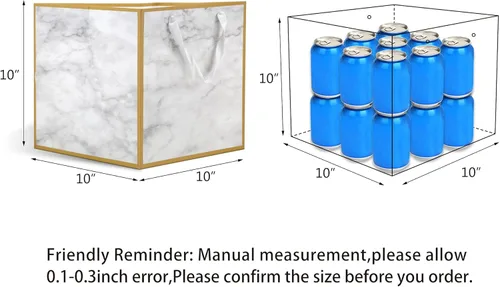 Miniatura 2 de HUAPRINT Bolsas de regalo de papel de mármol con asas, paquete de 12, bolsas de regalo cuadradas grandes de 10 x 10 x 10 pulgadas para compras