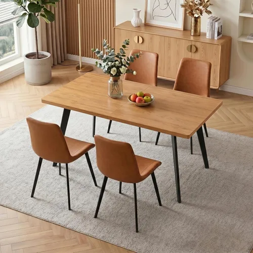 Miniatura 16 de Zerifevni 47.2"- 62.9" Extendable Dining Table Set of 5 Kitchen Table with 4 Dining Chairs, Modern Gray Wood Grain, Waterproof Scratchproof for